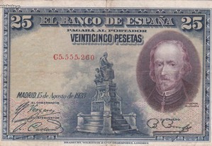 Nota de 25 pesetas de 1928