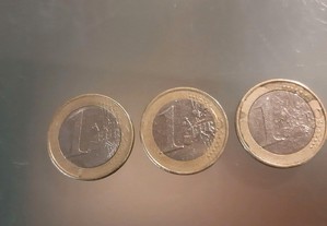 3 moedas Grécia de 1 euros