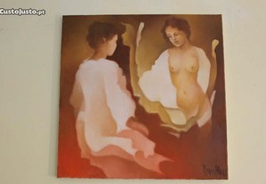 Pintura Maria Alcina (n.1944) Original Óleo s tela "Espelho"