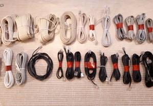 Lote de cabos telefone, tomadas, fichas, adaptadores e filtros ADSL
