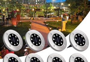 8 Luzes Solares LED para Exteriores Jardim