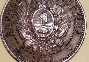 Moeda 2 centavos 1890 Argentina