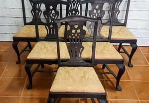 Lote 6 cadeiras D. José séc. XVIII restauradas estilo Chippendale