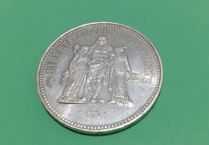 Moeda francesa de 50 frs 900 / 1000 em prata
