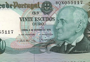 Nota de 20 Escudos 4/11/1978 - Ch.9 - bela - Luís Carlos Teixeira