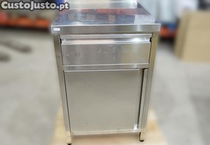 Bancada em inox com gaveta e porta de batente (540x600x840mm)