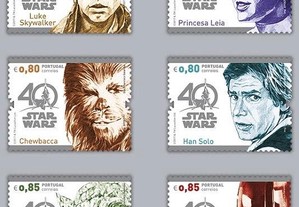 Serie 6 selos novos 40 anos Star Wars - 2017