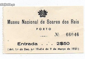 Antigo bilhete do Museu Soares dos Reis