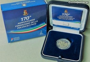 ITÁLIA - 2 euros 170º Aniversário da Fundação da Polícia Nacional Proof - AM