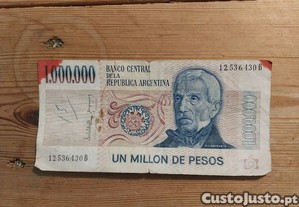 Nota Histórica de 1.000.000 de Pesos da Argentina (Período de Hiperinflação)