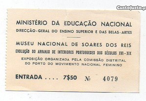 Bilhete do Museu Soares dos Reis (1969)