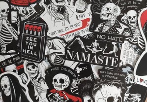 50 Stickers Autocolantes Esqueletos Caveiras