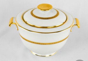 Açucareiro em porcelana francesa de Limoges, decorado a ouro
