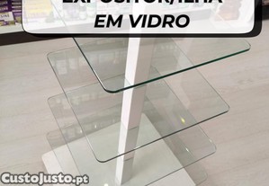 Expositor/Ilha de Loja em Vidro e MDF Branco   Design Moderno
