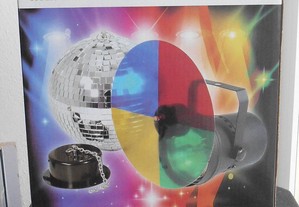 Kit bola de espelhos e projector com roda colorida