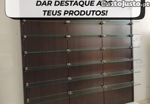 Estante Moderna em Wengue com Prateleiras de Vidro   Ideal para Loja ou Showroom!