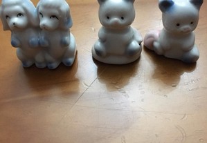 Miniaturas porcelana cães e ursos