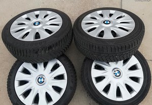 4 Jantes 16 de ferro BMW com tampões e pneus
