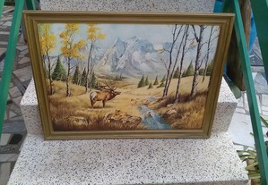 Dois quadros com paisagens pintados á mão