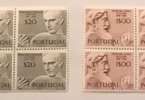 2 quadras selos Escultores Portugueses - 1971