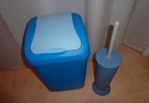 conjunto WC (balde e pincel), azul, motivo remodel