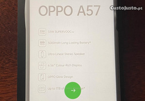 OPPO A57 Black, OPPO Enco Air2 Pro e cartão NOS Totalmente Novo