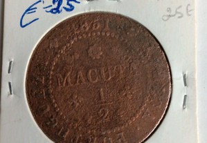 Moeda de 1/2 macuta, 1851.Angola