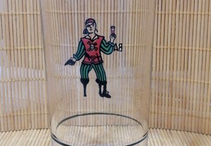 Copo antigo em vidro com publicidade ao Pirata, Bar Simões, Lisboa