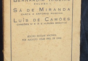 Livro Bernardim Ribeiro Sá de Miranda Camões Ensino Liceal 1939