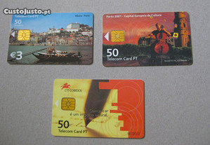Conjunto 3 Cartões da Telecom Card PT