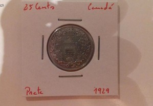 Moeda 25 Cents 1929 Canadá