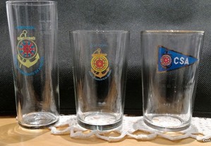 Set de 3 copos em vidro com o emblema do Clube de Sargento da Armada da Marinha Portuguesa