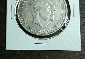 Moeda de prata de 100 pesetas de 1966