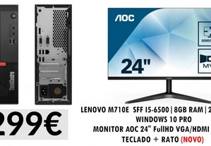 Conjunto Lenovo M710E + Monitor AOC 24" + Teclado e Rato