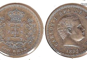 D. Carlos - 500 Reis 1892 - soberba prata