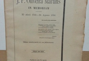 Brochura escrita em Memória de Oliveira Martins em 1902
