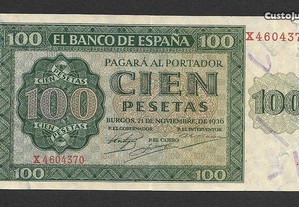 Espadim - Nota de 100 Pesetas de 1936 - Espanha