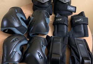 Conjunto completo de proteções para patins de adulto