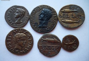 Lote 7 moedas RÉPLICAS de Romanas / Hispanicas