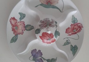 Retro Vintage Antigo Grande Prato Porcelana c/ Divisórias e Tampa p/ molho