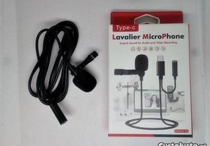 Microfone universal para telemóvel Type-C Lavalier