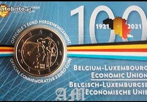 Bélgica - 2 Euros 100 Anos União Económica Bélgica-Luxemburgo 2021 - AM