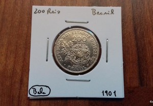Moeda 200 Reis 1901 Brasil