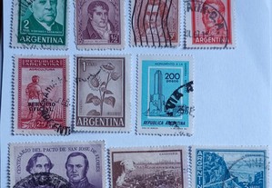 Lote de 10 selos da Argentina