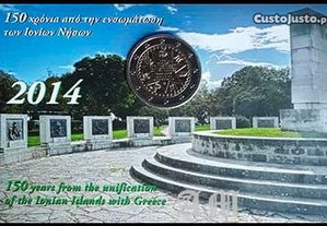 GRÉCIA - 2 Euros 150 anos da União das Ilhas Ionian com a Grécia Coincard 2014 - AM