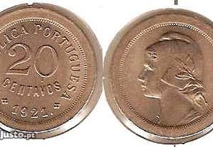 20 Centavos 1921 P aberto - soberba