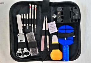 Kit de ferramentas reparação relógios c/ bolsa