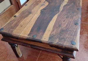 Mesa centro rústica em madeira sheesham / Pau rosa / Indiana / Oriental_2