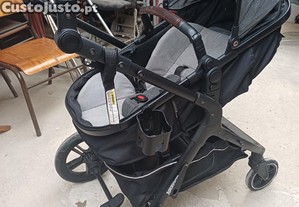 Carrinho para bebé Yazolo com capuz preto e cinza