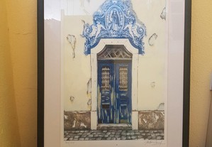 Porta com azulejos-Serigrafia s/ papel-Ediçã0 144/150( assinada António Gomes)